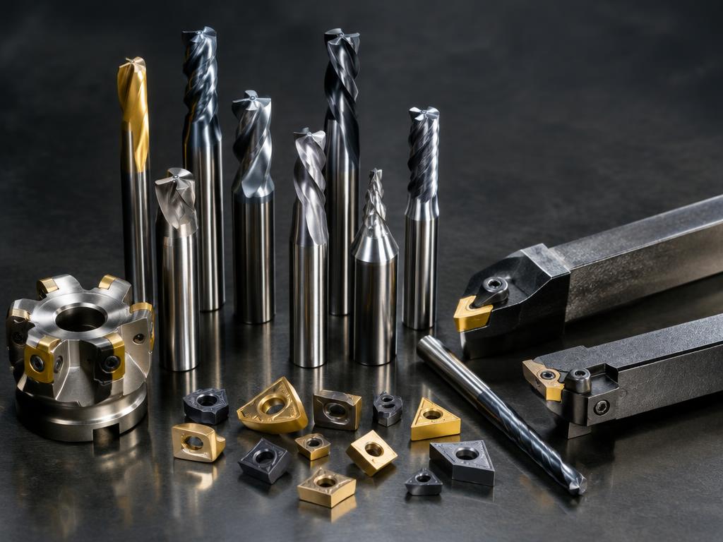 Carbide end mills, drills and indexable inserts