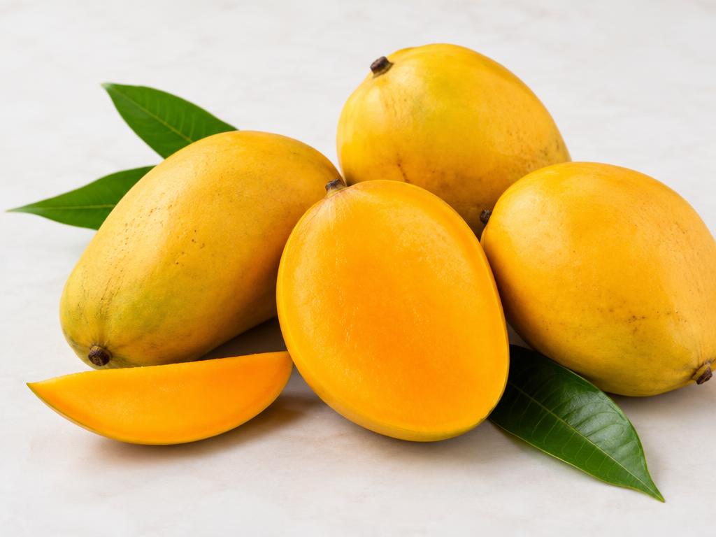 Fresh Indian mangoes with natural skin texture